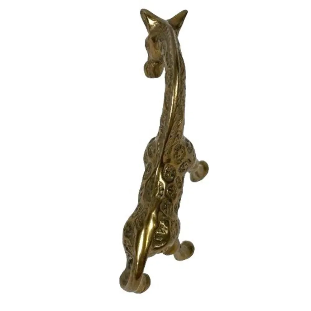 Vintage Solid Brass Mother and Baby Giraffe Figurines Mid-Century Mod, Lot of 2